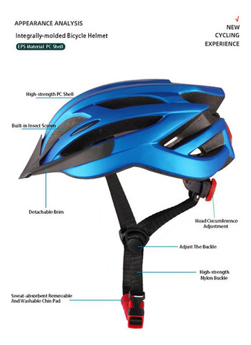 Casco De Bicicleta Mtb Unisex Con Luz Trasera Led