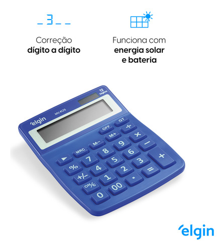 Calculadora Elgin De Mesa 12 Dig Comercial Mv4125 Azul