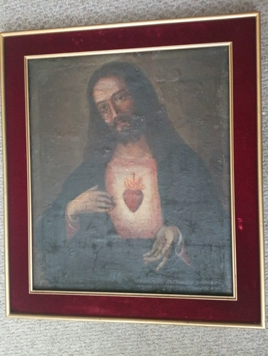 Corazón De Jesús - Principios Siglo 20 - Óleo Lienzo - 54x65