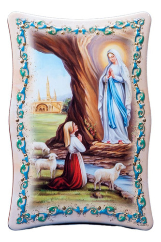 Cuadro Virgen De Lourdes Souvenir Madera Decoracion Italy