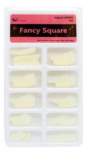 Fancy Square Tips Blanco Uñas Esculpidas Caja X 100 U36