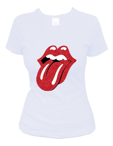 Playera Para Mujer Lengua Rolling Stones Glitter