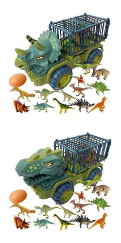 2 Paquete De Juguete Grandes Dinosaurios Transporte 