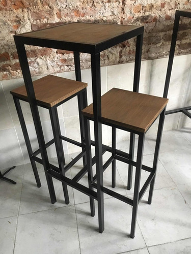 Imagen 2 de 10 de Mesa Barra Extensión Cervecera Industrial 50x40 + 2 Bancos