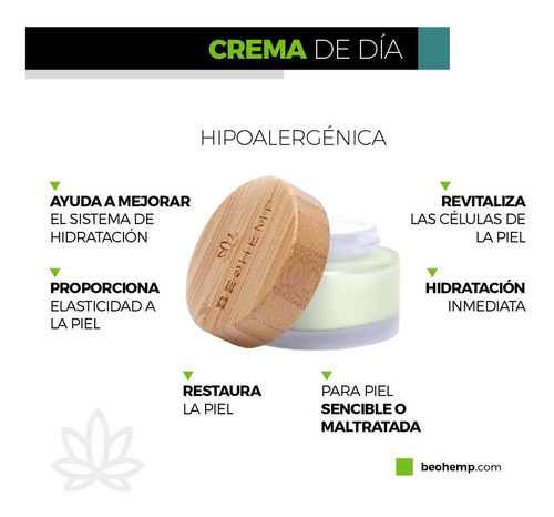 Crema Hipoalergénica Día, Con Protector Solar Beohemp 50 G Momento De Aplicación Día Tipo De Piel Hipoalergenica
