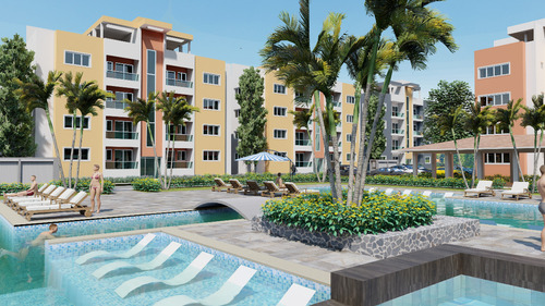 Imagen 2 de 15 de Apartamentos 3hab Listos 2025 C/areas Social, Piscina, Parque Infantil, Cancha Deportiva Y Jardines En Veron - Punta Cana