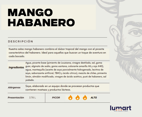 Salsa Mango Habanero Picant Dulce Galon 3.78lt Saucier Alita