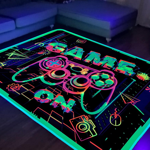 Kmkicme Alfombra Para Área De Juegos, Luz Negra Para Dormito