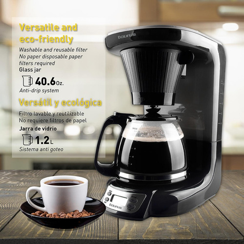Cafetera Programable Taurus Velvet Digital, 12 Tazas Negro