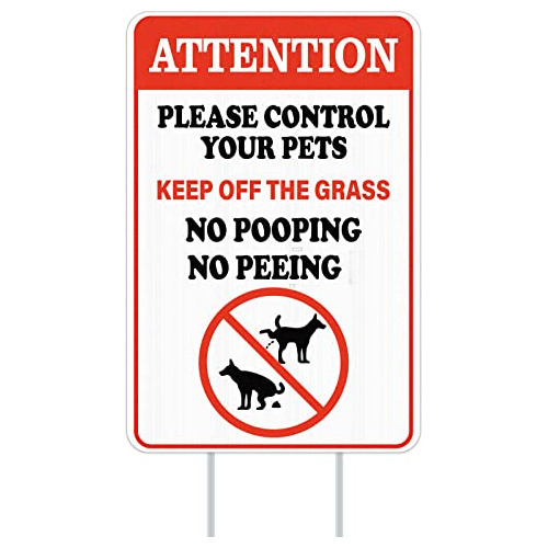 No Pooping/peeing Sign For Yard 8 X12  Keep Off The Gra...