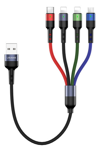 Cable Cargador Multiple Usb 4 En 1 Mjems De 30 Cm 2-pack