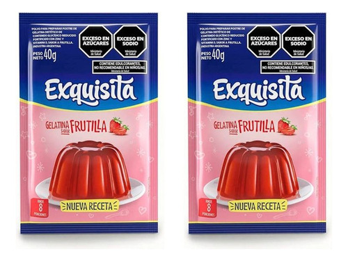 Pack X2u Gelatina Sabor Frutilla Exquisita 40g 