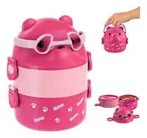 Comprar Táper Fiambrera Portátil 2 Niveles Bento Rosado Lonchera 