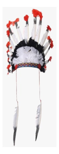 Corona Vincha Sombrero Indio Cacique Plumas Blancas Disfraz