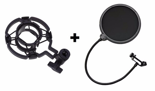 Kit Suporte Aranha Simples Shock Mount C1 + Pop Filter