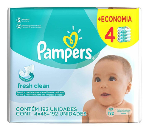 Toalhinha Umedecida Pampers Fresh Clean - 192 Unidades