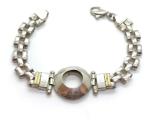 Pulsera Circulo De Plata 925 Y Aplique Oro Double