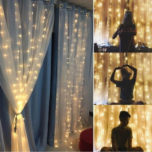 Cortina Led 4x3 8 Função Controle Casamento Natal Pisca Luzes Branco Frio