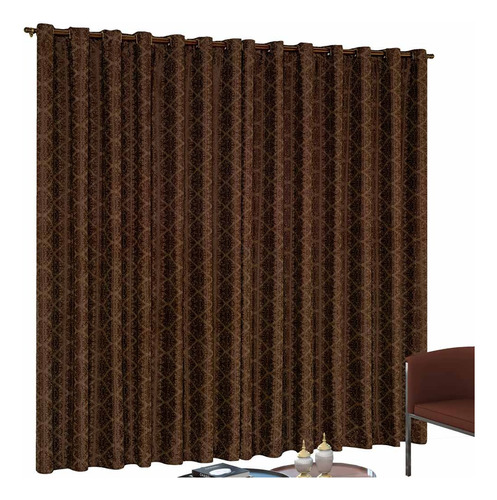 Cortina Jacquard 4mts Sala Quarto Semi Blackout Atena Tabaco