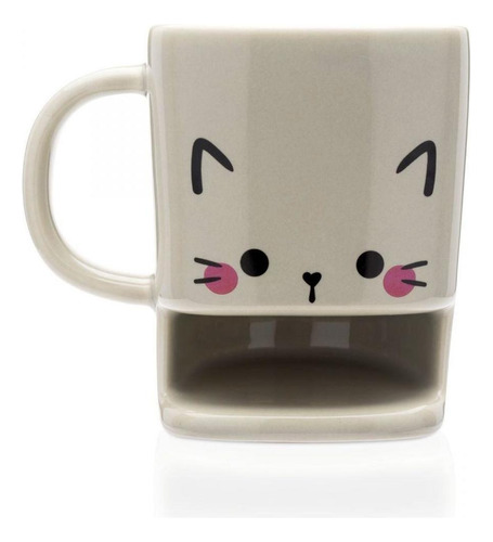 Caneca De Porcelana Porta Biscoitos Gato 180 Ml