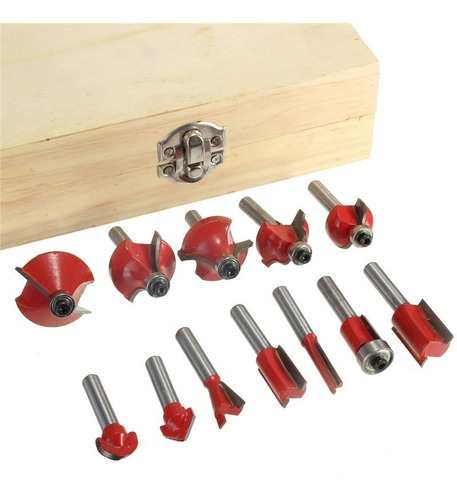 Imagen 4 de 7 de Fresas P/ Fresadora Router Tupi Widia X 12 Pz Vastago 1/4