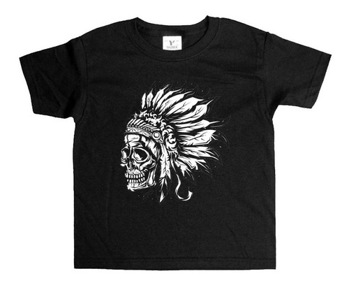 Remera Negra Adultos Calavera R195