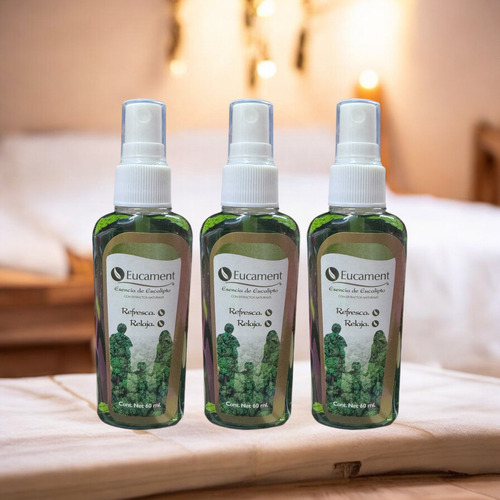 Kit De 3 Eucament Esencia De Eucalipto 100% Natural 60 Ml