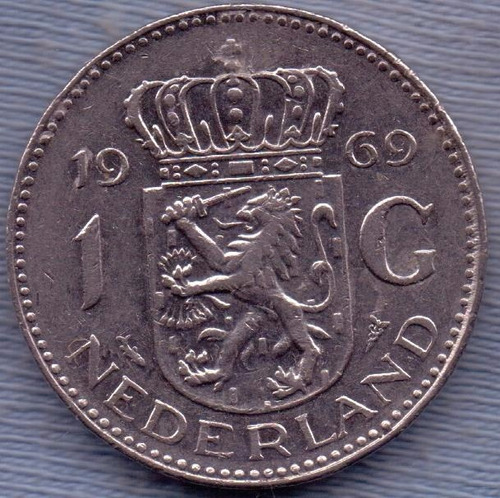 Imagen 1 de 2 de Holanda 1 Gulden 1969 * Juliana I *