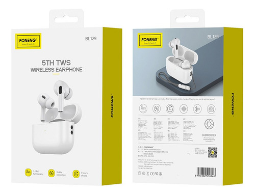 Audífonos Tws Foneng Bl129 Blanco