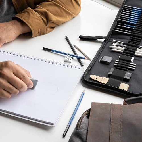 Kit De Boceto 33 Piezas Lápices Dibujo, Carbón, Sacapuntas