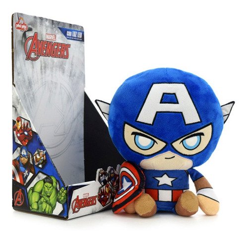 Capitán América Con Luz Peluche Original Marvel 25cm En Caja