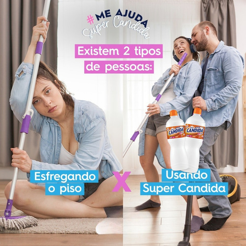 2 Unid. Água Sanitária Super Cândida Floral 1 Litro Limpeza