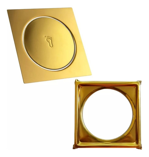2 Ralo Click C/ Caixilho Inox Dourado 10x10 Cm
