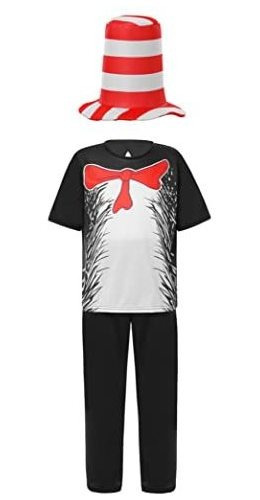 Hedmy Kids Boys Cat In The Hat Cosplay Disfraz Camiseta Pant