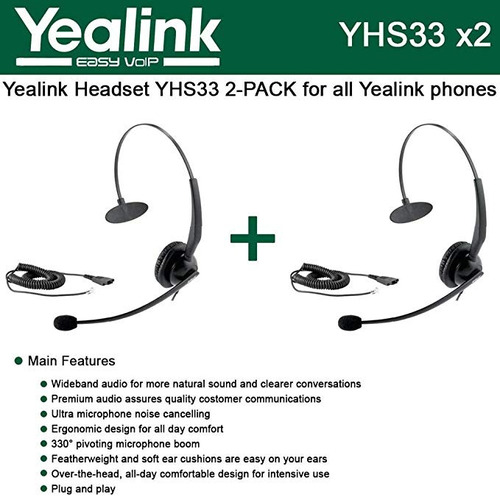 Yealink Yhs33 2-pack Auriculares De Banda Ancha Para Yealink