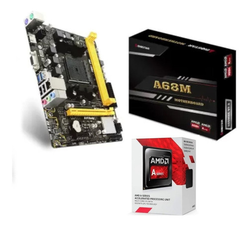 Kit Placa Mae Mb Biostar Fm2/+ A68mhe A4 6300 + 4gb Memoria