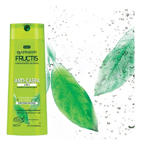 Shampoo Fructis Anticaspa 2 En 1 350 Ml Pack X3 - Garnier