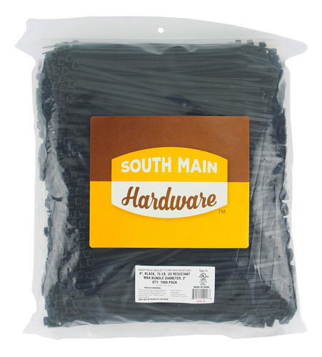 South Main Hardware In, Paquete De 1,000, 75 Lb, Negro, Brid