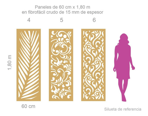 Imagen 2 de 9 de Divisor De Ambientes Panel Calado 60 Cm X 1,80 M Mdf 15 Mm