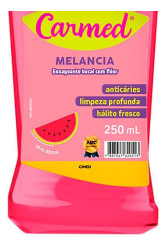 Enxaguante Bucal Com FlĂșor Carmed Melancia 250ml