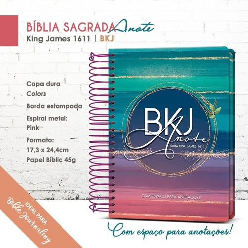 Bíblia King James 1611 Anote Espiral Colors Bkj P Anotações