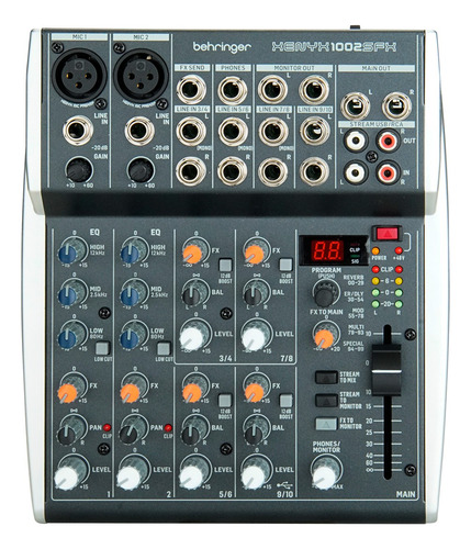 Mesa De Som Behringer Xenyx 1002s Fx 10 Canais Usb Para Pc