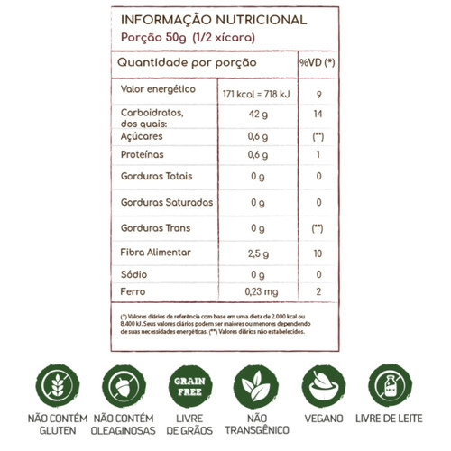 Farinha 1 Zaya Farinha de mandioca sem glúten 1 kg