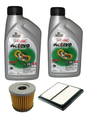 Aceite 10w40 Semi Castrol + Kit De Filtros Suzuki Gixxer 
