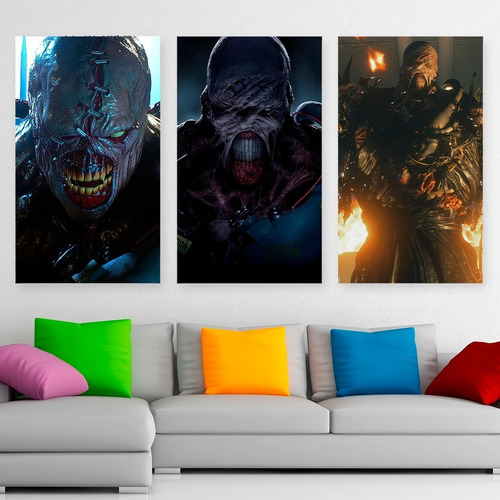 Cuadros Nemesis Resident Evil 3 Remake Promo X3 De 80x50cm