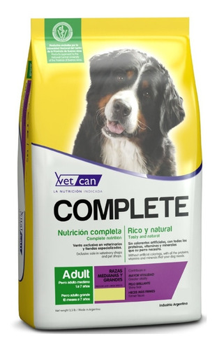 Alimento Vetcan Complete Carne Raza Mediana Y Grande 20kg