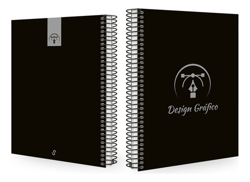 Caderno Universitário Profissões Preto E Prata 160 Folhas Cor Design Gráfico