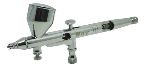 Caneta Aerográfica Pistola Dupla Ação Profissional 9ml 0,2mm Cor Prateado