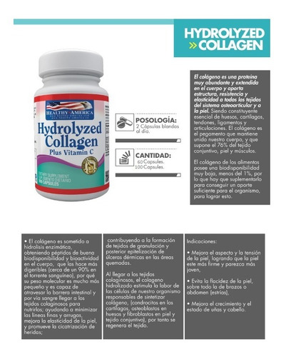 Colágeno Hidrolizado Con Vitamina C Por 100 Capsulas 