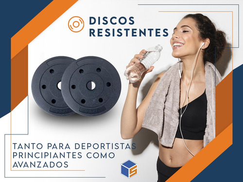 Kit Mancuernas Y Barra 20 Kg Con Tope A Rosca Discos Pvc